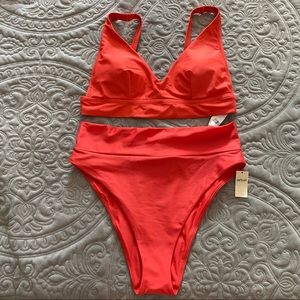Aerie Longline V Scoop And High Cut Cheeky Bikini
